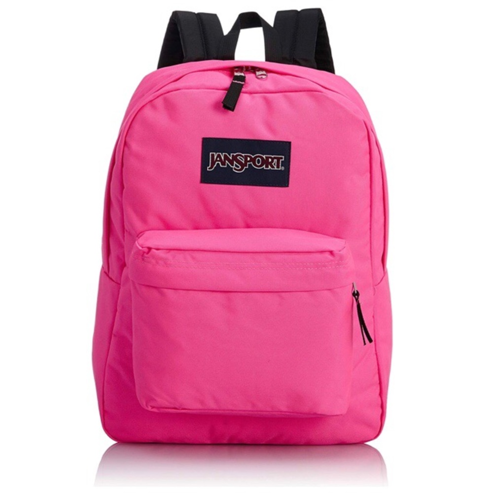 JanSport hot pink book bag.